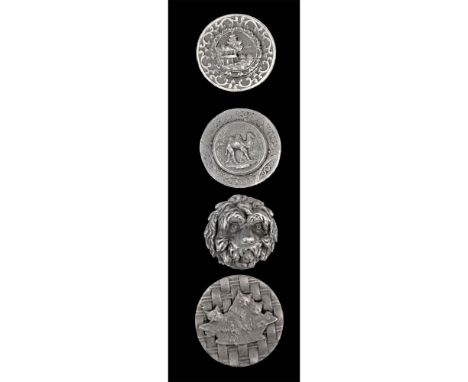 3 Medium/Large 20th century French white buttons.Here we have 4 vintage buttons from the 1930's including a realistic terrier