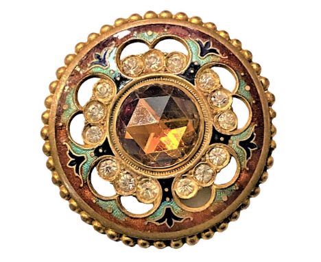 1 Large 19th century pierced enamel large jewel button.This is a stunning example of a Victorian Gay 90 jeweled button with a