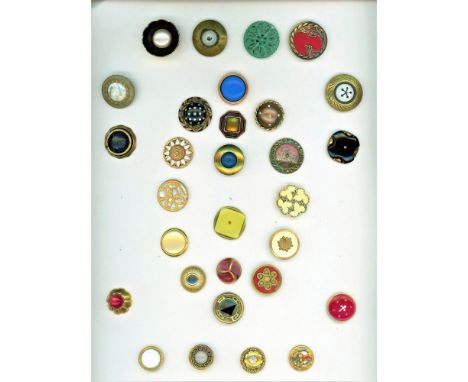 133 Small/Medium 19th/20th century buttons including backgrounds.This lot includes a nice pearl background, a brass button de