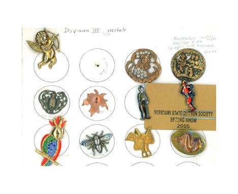 11 Large assorted metal buttons including paste OME.This card includes a lot of goodies including a large pierced detailed br