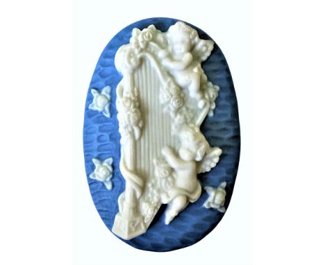 1 Large 21st century Jasperware of cherubs playing a harp.This final lot of the day is a nice large shape by the late Stella 