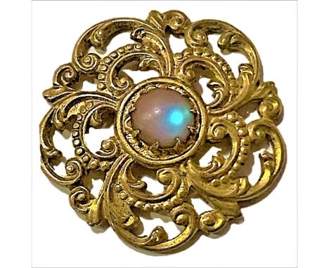 1 Medium size 19th century pierced brass Saphiret button.The Saphiret glass buttons like this one have become quite desirable