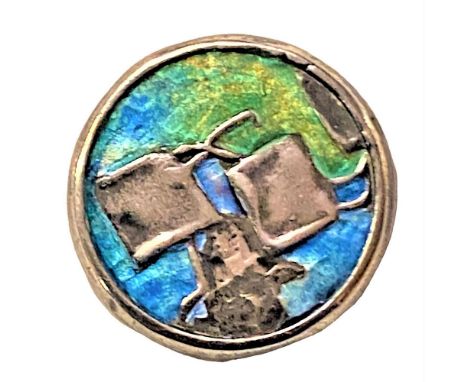 1 Medium size 19th century Liberty &amp; Company enamel button.This backmarked button with blue/green enameling is marked for