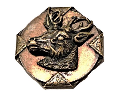 1 Large 19th century brass over steel deer button.Here is another button from the collection of the late Shirley Case. This i