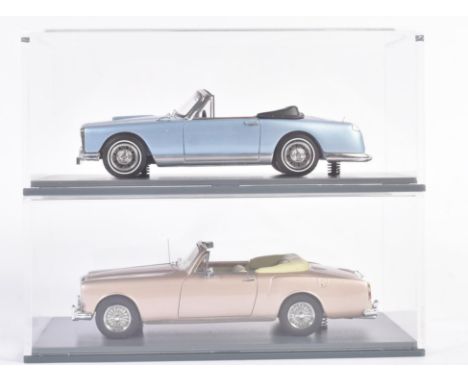 Two original Neo Models 1/43 scale boxed diecast model cars comprising; Fecal Vega FV1b Convertible and Alvis TE 21 DHC. Mode