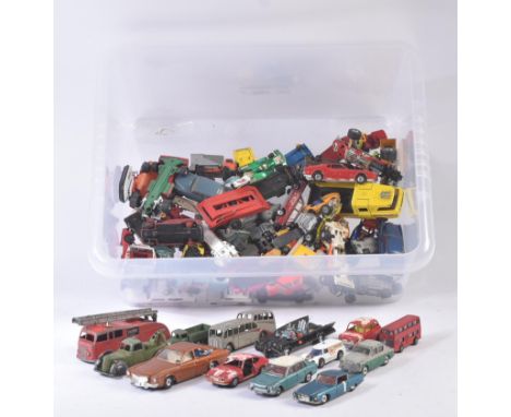 A collection of assorted vintage diecast model cars and other vehicles to include Corgi Toys, Dinky Toys, Matchbox and more. 