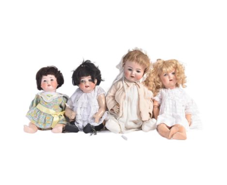 A collection of x4 early 20th Century German bisque headed dolls to include x1 Simon &amp; Halbig, x2 Heubach Koppelsdorf and