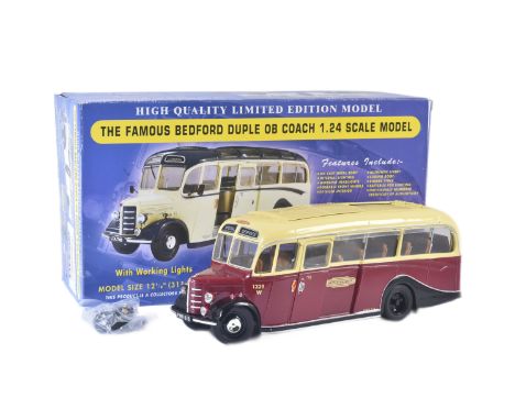 An Original Classics made 1/24 scale diecast model Bedford Duple OB Coach. The model with sliding roof, posable rubber front 