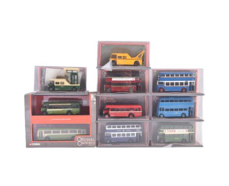 A collection of x10 Corgi ' Original Omnibus ' 1/76 scale boxed diecast model buses to include; Leyland PS1, AEC Regent II, W