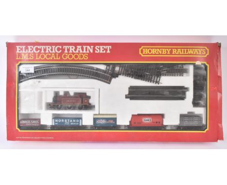 A vintage Hornby OO gauge model railway trainset locomotive engine set No. R784 LMS Local Goods Set. The set containing LMS T