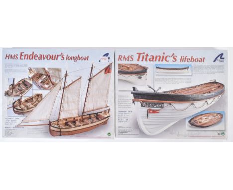 Wooden Model Kits - x2 Spanish ' Artesania Latina ' wooden model boat kits comprising 1/35 scale RMS Titanic's Lifeboat and 1