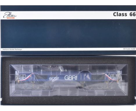 A Hattons Originals OO gauge model railway trainset locomotive engine No.H4-66-024 Class 66 66727 in GBRf/First group livery 