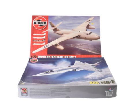 Two boxed Airfix plastic model kits of aviation / aeroplane interest comprising; A10105 BAC-TSR 2 (1/48 scale) and A11001 Vic