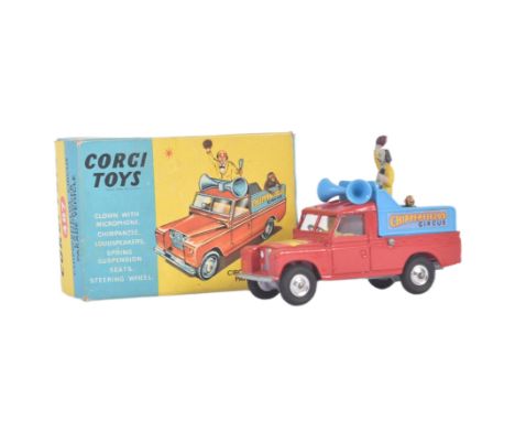 An original vintage Corgi Major Toys boxed diecast model No. 487 Chipperfield's Circus Landrover Parade Vehicle. The model ap