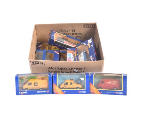 A collection of vintage Corgi diecast model cars, vans and lorries. Examples to include; 58202 Ford Transit Wrecker AA, 58404