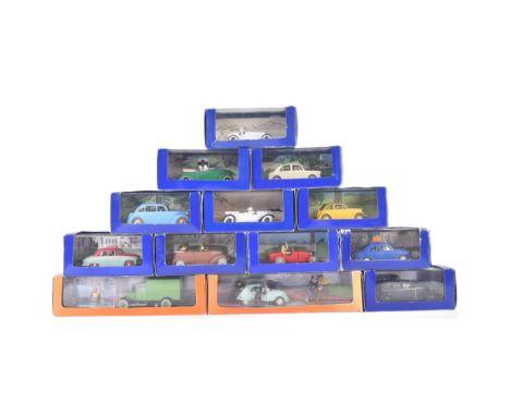 A collection of French issue Atlas Editions diecast Tintin themed cars comprising; Chrysler 6, Simca Taxi, Bugatti Type 37 Sp