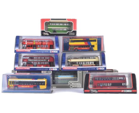 A collection of x10 Corgi ' The Original Omnibus ' boxed diecast model buses to include; Bristol Lodekka FS, London Bus and L