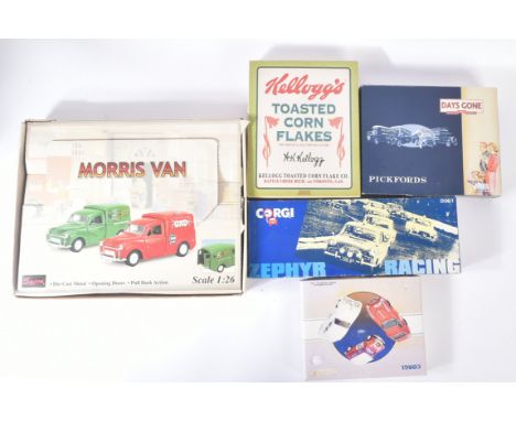 A collection of assorted vintage diecast model cars and other vehicles comprising; box of x10 Saico 1/26 scale Morris Vans, C