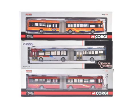 Three Corgi Original Omnibus / Wrightbus 1/76 scale diecast model buses comprising; OM41304 Wright Eclipse Fusion First Londo
