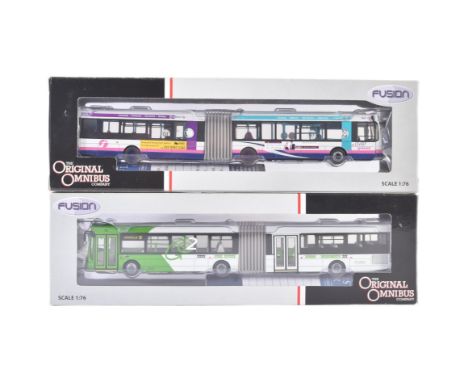 Two Corgi Original Omnibus / Wrightbus 1/76 scale diecast model buses comprising; OM41302 Wright Solar Fusion Nottingham City