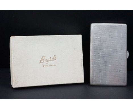 Rectangular silver cigarette case, engine turned decoration front and back, gilt lined interior, makers SJ Rose &amp; Son, Lo