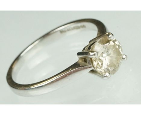 Diamond solitaire 18ct white gold ring, the round brilliant cut diamond weighing approx 1.35 carat, assessed clarity SI2-P1, 