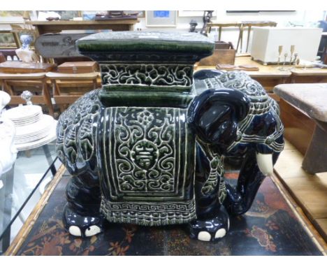 Ceramic Elephant Footstool
