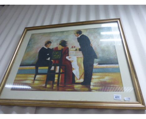 After Jack Vettranio oil painting portrait beach dining