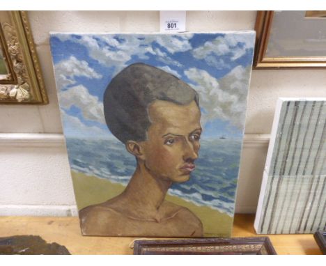 Oil on Canvas Portrait of a Man signed Charles Wardell 1952