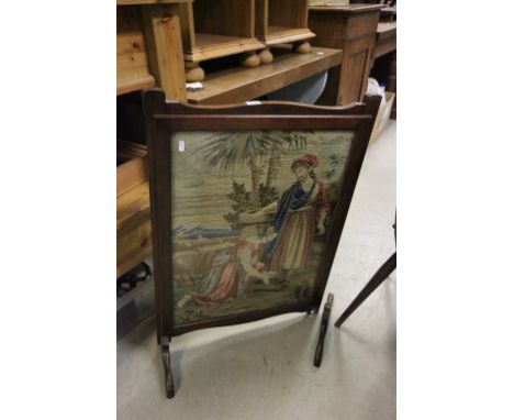 Early 20th century Mahogany Firescreen with Woolwork Panel