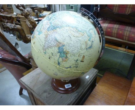 Light up table top globe on wooden base