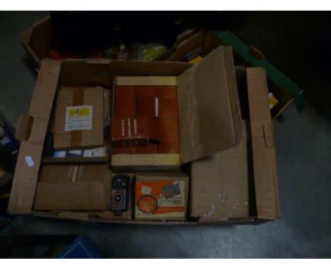 Tray of Boxed Camera Films, Tray of Boxed and Loose Spools, Tray of Photography Accessories and Tray of Slide Containers