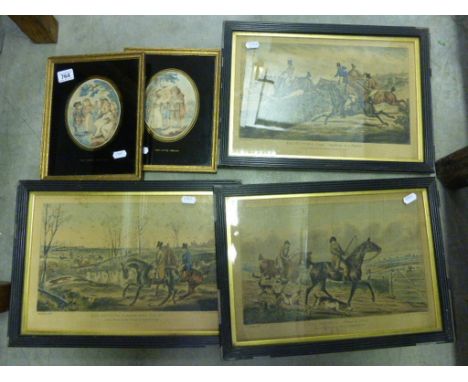 Three Framed and Glazed 19th century Henry Alken Fox Hunting Prints together with Framed and Glazed Prints on Glass ' The You