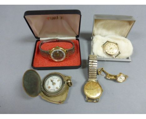 Silver Plated Military Compass, Accurist Wristwatch, Boxed Times Wristwatch and Two Other Wristwatches