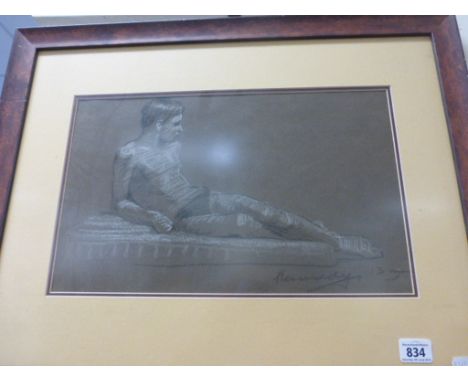 1930's pastel and chalk Academical portrait of a male figure signed Kennedy     