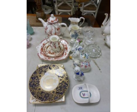 Mixed Lot of Ceramics including Coalport Indian Tree Coral Teaware, Royal Worcester Sparrow Beak Jug, Spode, etc