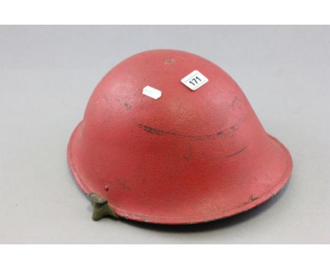 Red Military Helmet dated 1972 from Green Goders Fire Engine