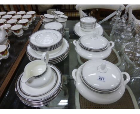 Royal Doulton ' Sarabande ' Part Dinner Service comprising Two Tureens, Serving Plate, 6 Soup Bowls, 6 Tea Cups & Saucers, 6 