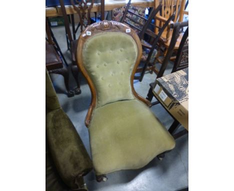 Victorian Walnut Framed Button Back Chair