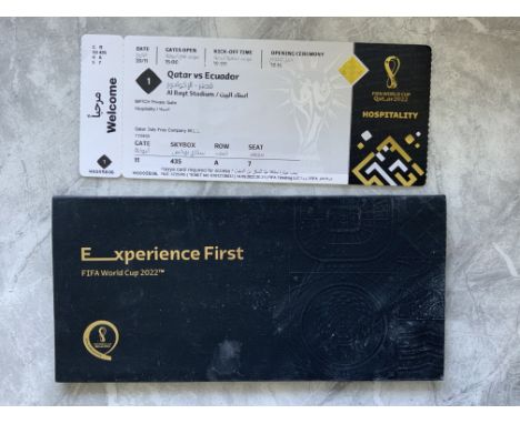 2022 World Cup Opening Ceremony Football Ticket: Qatar v Ecuador ticket in official wallet. Most tickets were e-tickets so th