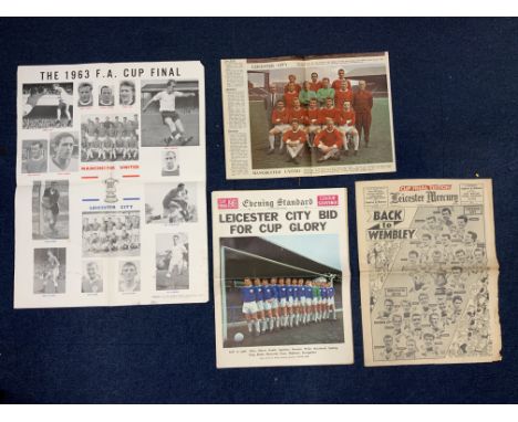 1963 Manchester United FA Cup Final Football Memorabilia: Programme ticket song sheet large poster of both teams by Action Pu