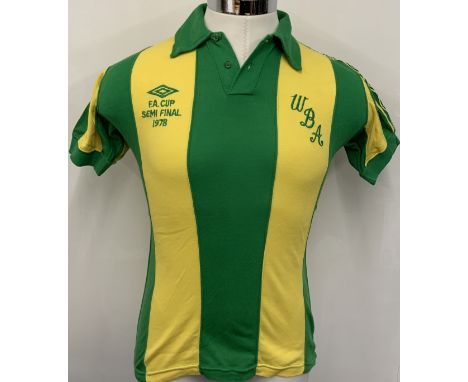 West Brom 1978 FA Cup Semi Final Football Shirt: Short sleeve iconic Umbro yellow and green shirt with number 5 to rear. Who 