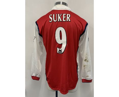 Suker Arsenal 1999 - 2000 Match Worn Football Shirt: Red Nike Dreamcast long sleeve shirt. Premier League badging to arms and