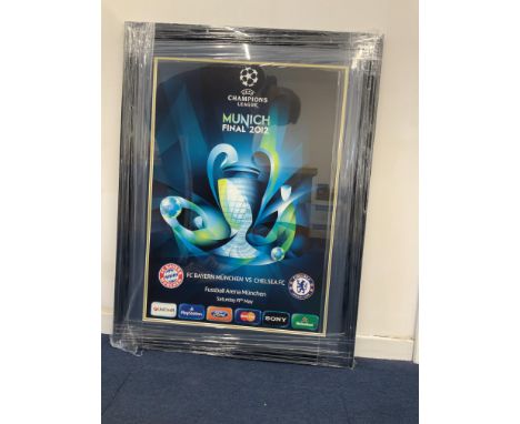 Chelsea 2012 Champions League Winners Football Memorabilia: Large original framed poster advertising the match and a Chelsea 