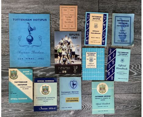 Tottenham Football Handbooks: Very good condition official handbooks for 34/35 54/55 56/57 57/58 59/60 61/62 62/63 63/64. C/W