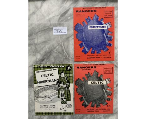 1960s Scottish League Cup Final Football Programmes: 1963 Rangers v Morton, 1964 Rangers v Celtic and 1969 Celtic v Hibernian