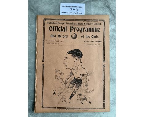 32/33 Tottenham Reserves v QPR Football Programme: London Combination match dated 25 2 1933. Ex bound with no team changes.