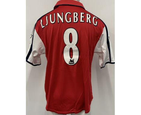 Llungberg Arsenal 2000 - 2001 Match Worn Signed Football Shirt: Red Nike Dreamcast short sleeve shirt. Premier League badging