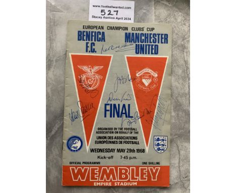 1968 Manchester United European Cup Final Signed Programme: Original programme v Benfica is signed to cover by Best Charlton 