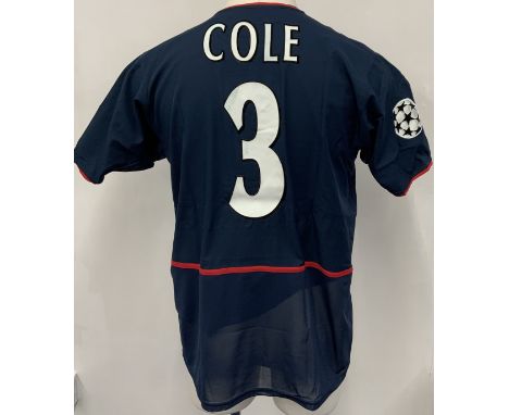 Ashley Cole Arsenal 02/03 Away Match Worn Football Shirt: Blue Nike 02 short sleeve shirt with mesh inner still intact. Champ